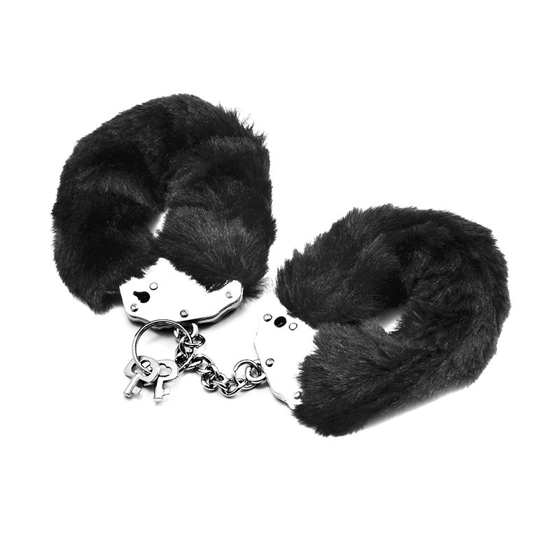 Fetish Pleasure Fluffy Hand Cuffs Black image 1