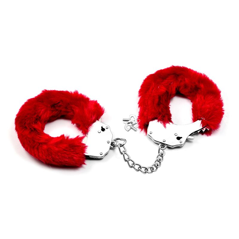 Fetish Pleasure Fluffy Hand Cuffs Red image 1