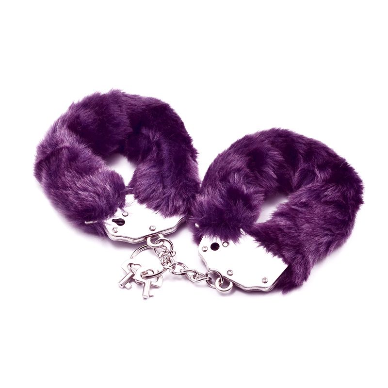 Fetish Pleasure Fluffy Hand Cuffs Purple image 1