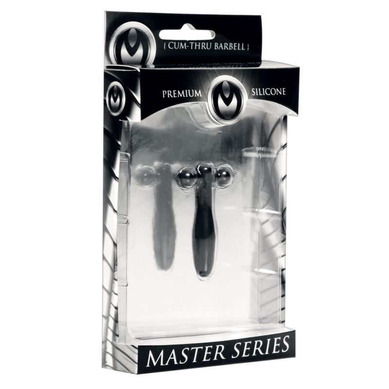 Silicone Cum-Thru Barbell Penis Plug image 1