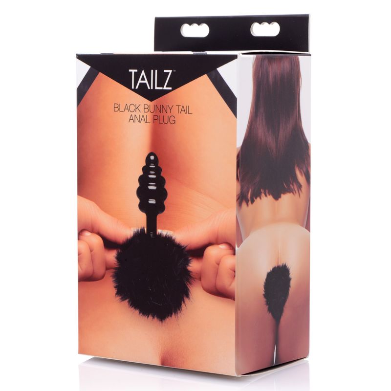 Black Bunny Tail Anal Plug image 1
