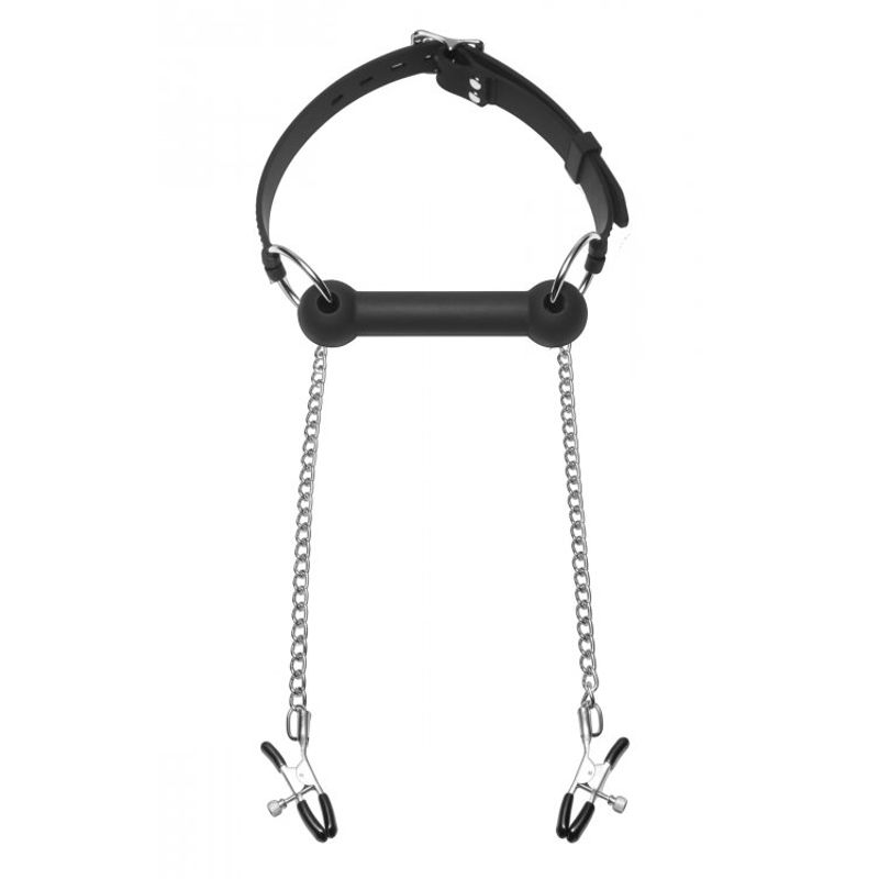 Equine Silicone Bit Gag With Nipple Clamps image 2
