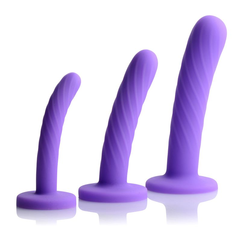 Tri-Play 3 Pc Purple Silicone Dildo Set image 3