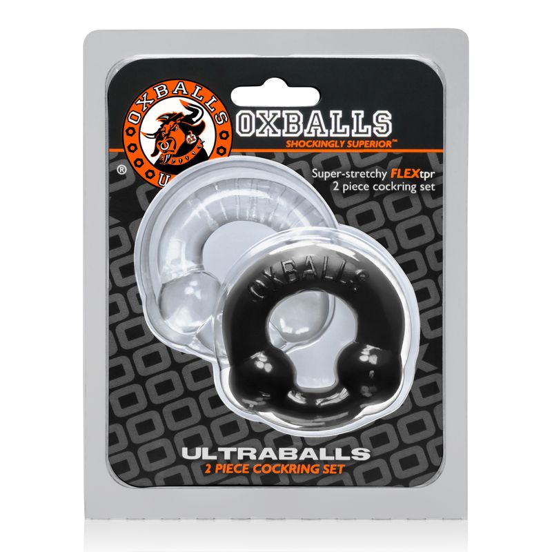 Ultraballs 2 Pk Cockring Black And Clear image 2