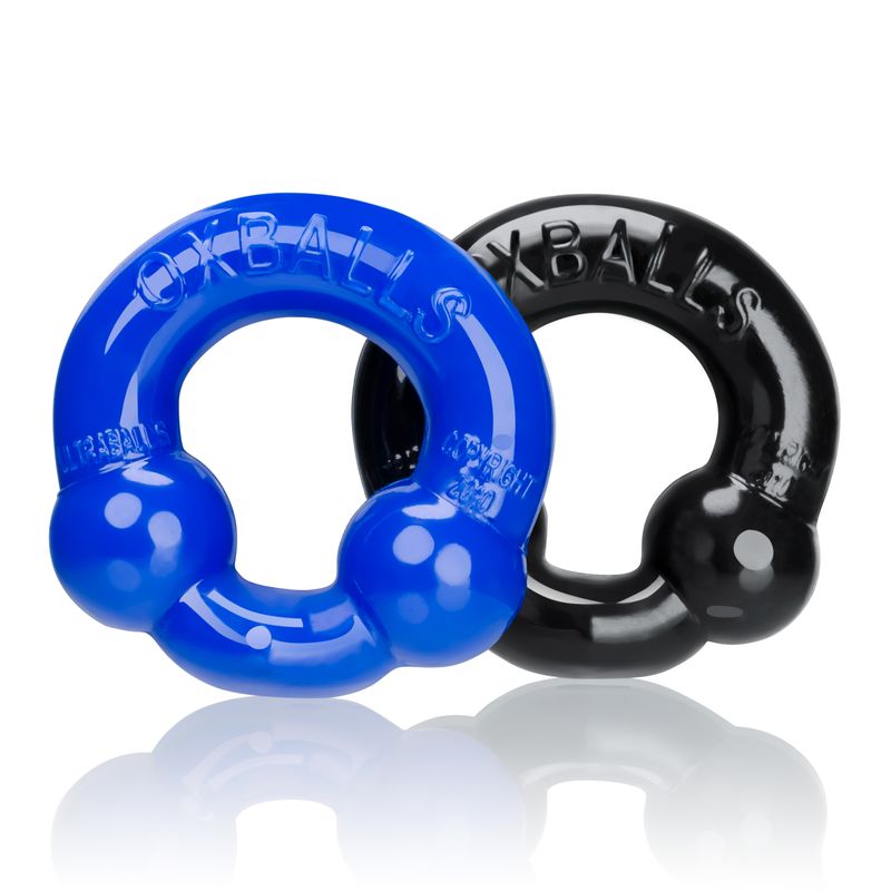 Ultraballs 2 Pk Cockring Black And Pool Blue image 1