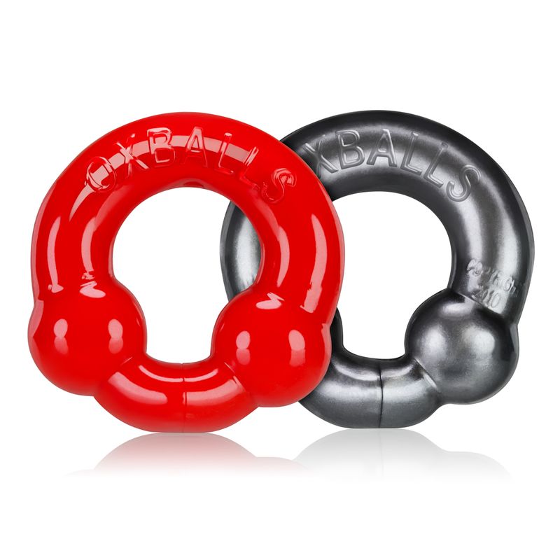 Ultraballs 2 Pk Cockring Steel And Red image 1