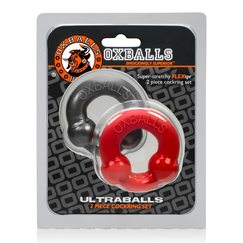 Ultraballs 2 Pk Cockring Steel And Red image 2