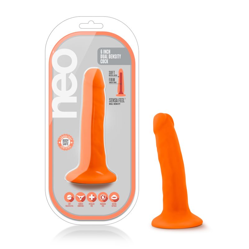 Neo Dual Density Cock 6in Neon Orange image 1
