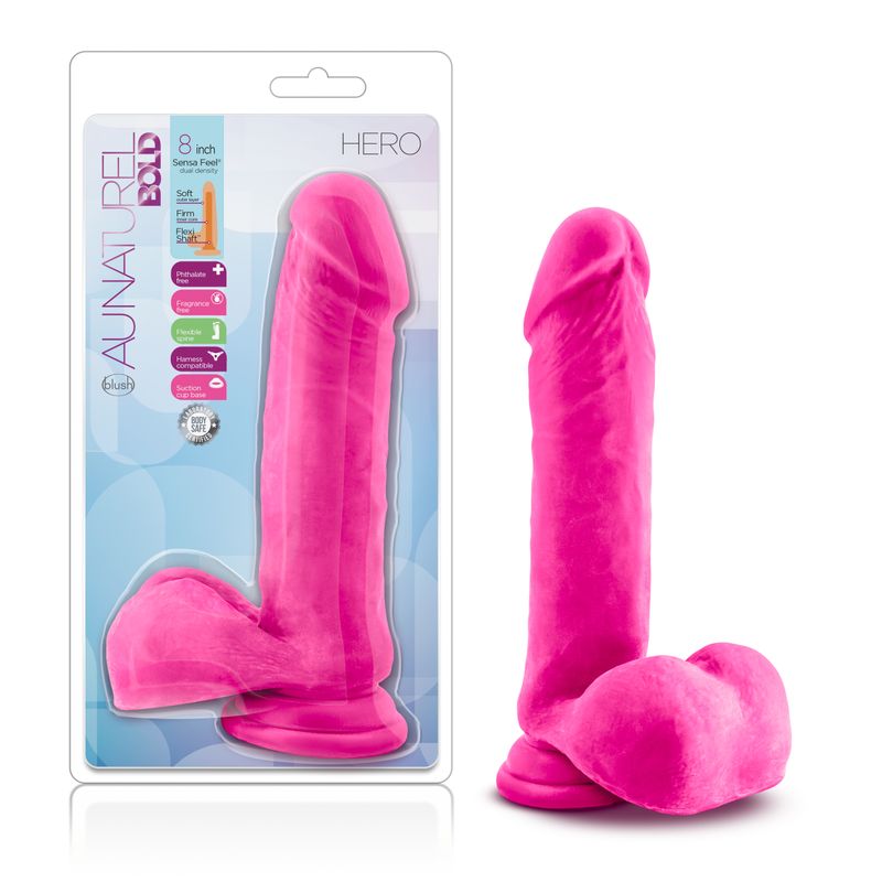 Au Naturel Bold Hero 8in Dildo Pink image 1