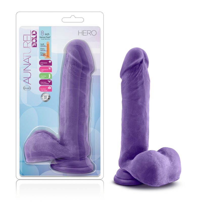Au Naturel Bold Hero 8in Dildo Purple image 1