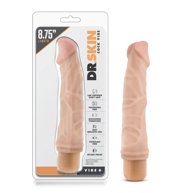 Dr Skin Cock Vibe 6 8.5in Vibrating Cock Beige image 1