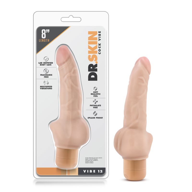 Dr Skin Cock Vibe 12 8in Vibrating Cock Beige image 1