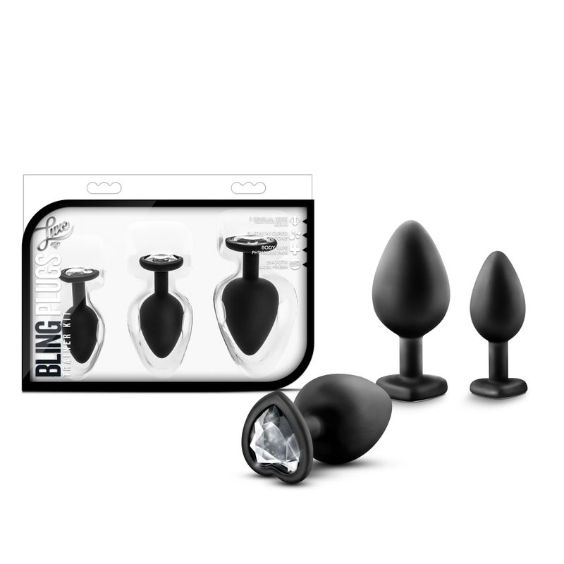 Luxe Bling Plugs Training Kit Black With Clear Gems image 1