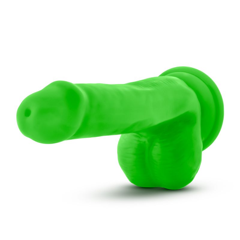 Neo Elite 6in Silicone Dual Density Cock with Balls Neon Green image 2