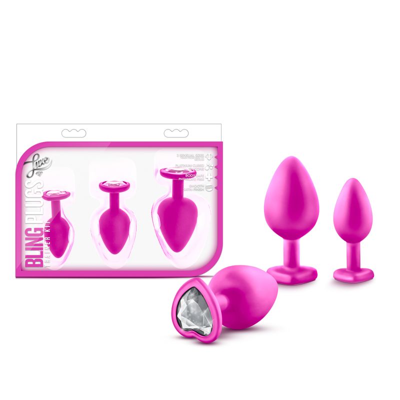 Luxe Bling Plugs Training Kit Pink With White Gems image 1