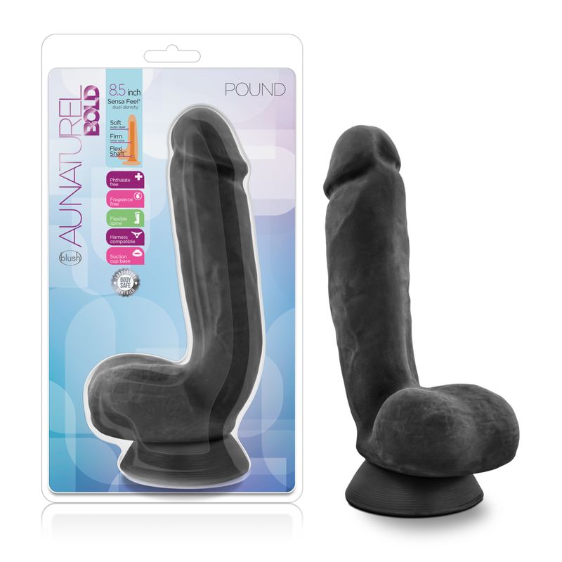 Au Naturel Bold Pound 8.5in Dildo Black image 1