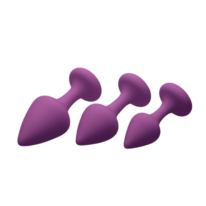 Purple Pleasures 3 Pc Silicone Anal Plugs image 2