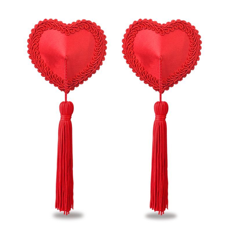 Reusable Red Heart Tassels Nipple Pasties image 1