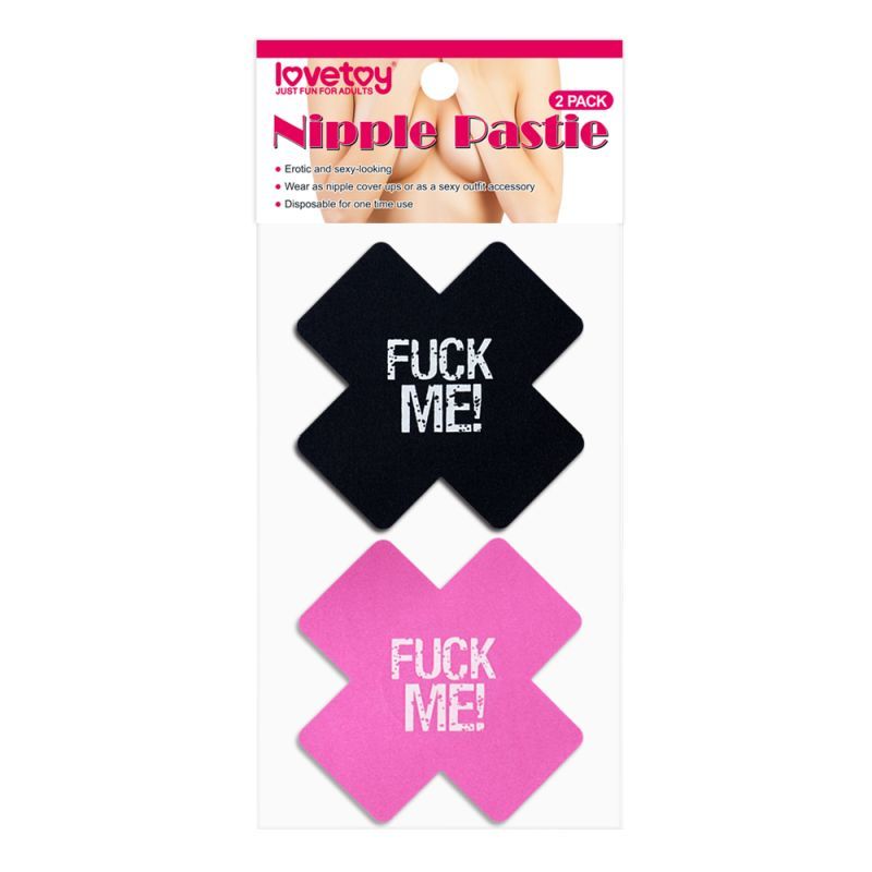 FUCK ME Cross Pattern Nipple Pasties Twin Pk image 1