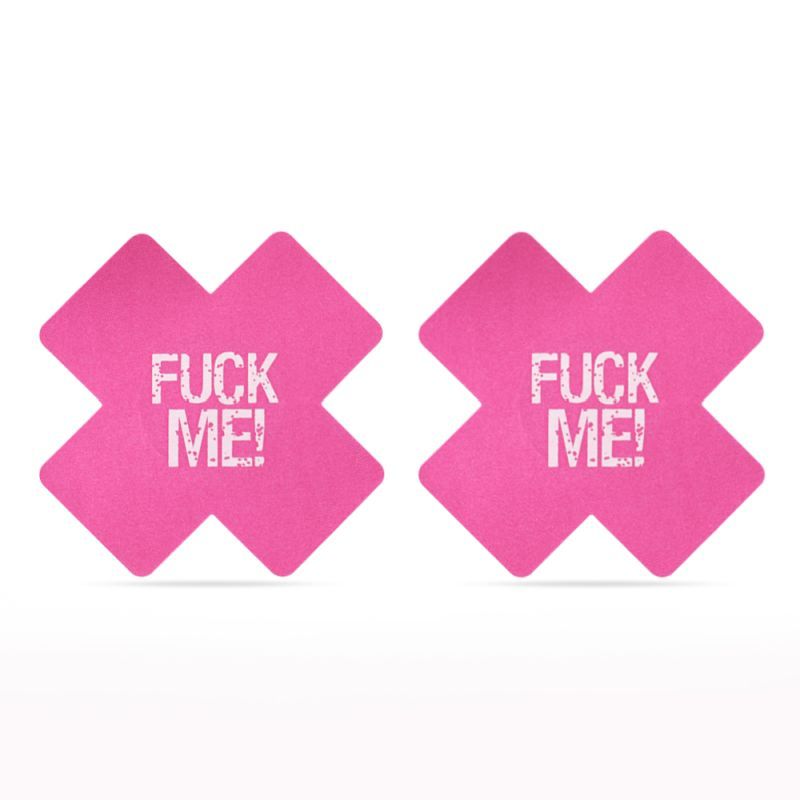 FUCK ME Cross Pattern Nipple Pasties Twin Pk image 2