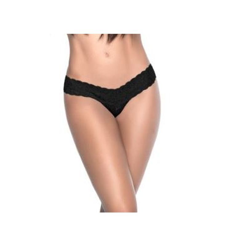 Lace V Back Thong Black image 1