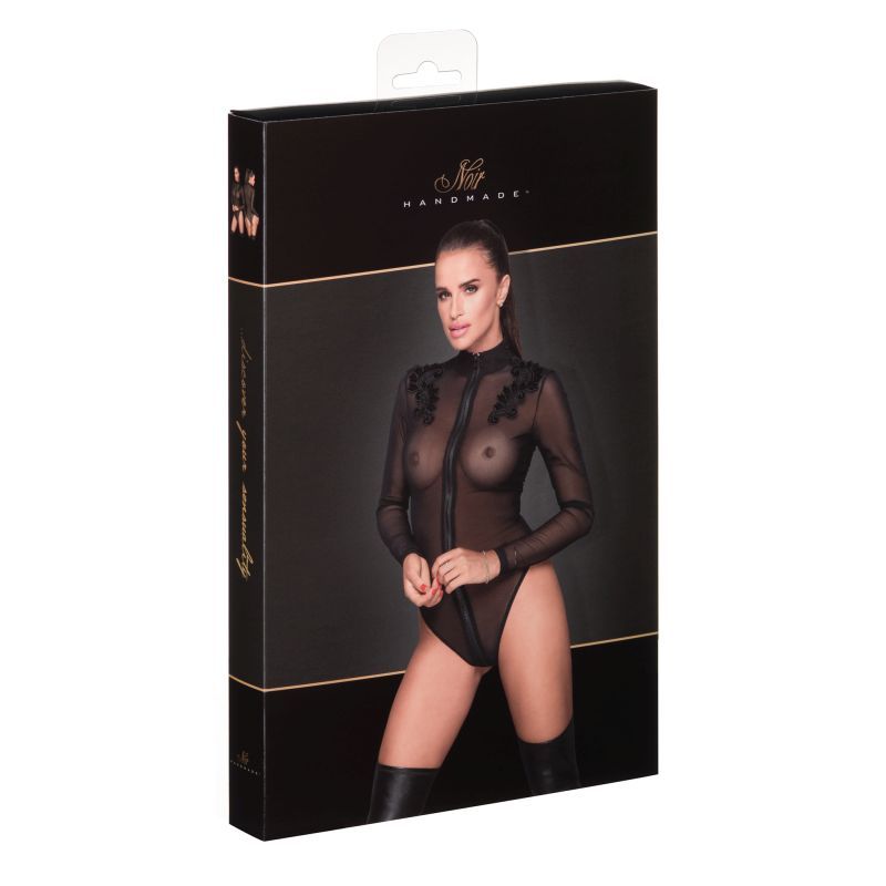 Zipped Tulle Bodysuit w Embroidery image 3
