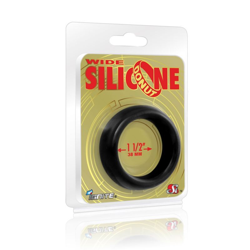 Wide Donut Black Cock Ring 38mm image 1
