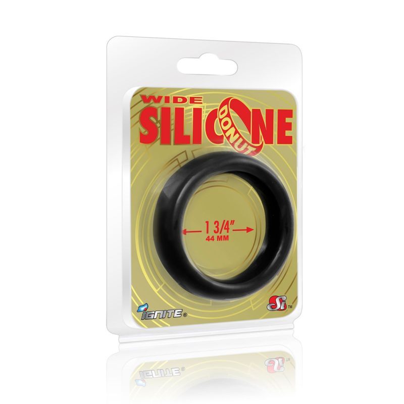 Wide Donut Black Cock Ring 44mm image 1