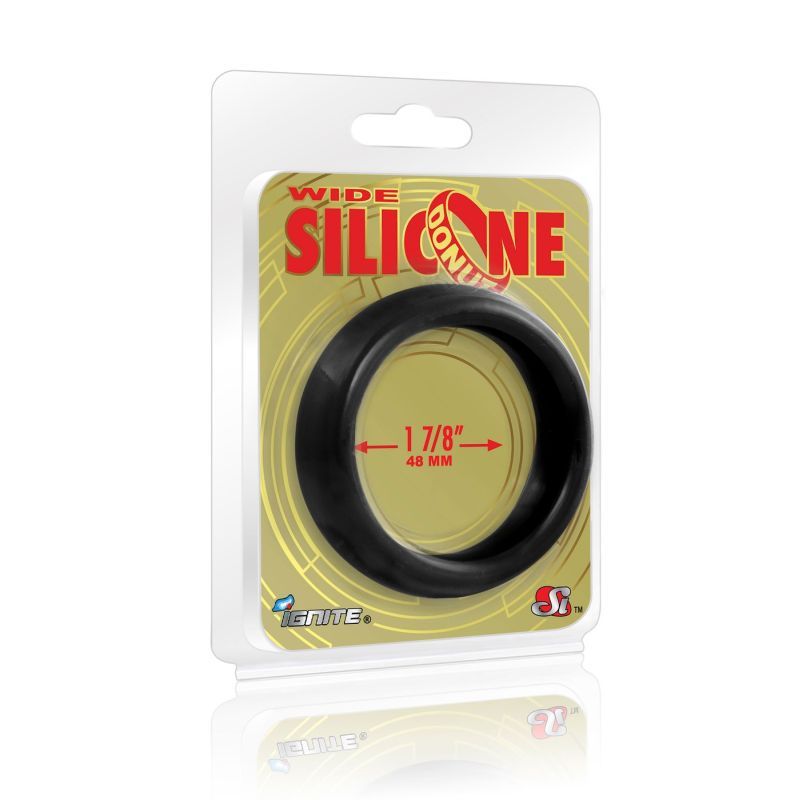 Wide Donut Black Cock Ring 48mm image 1