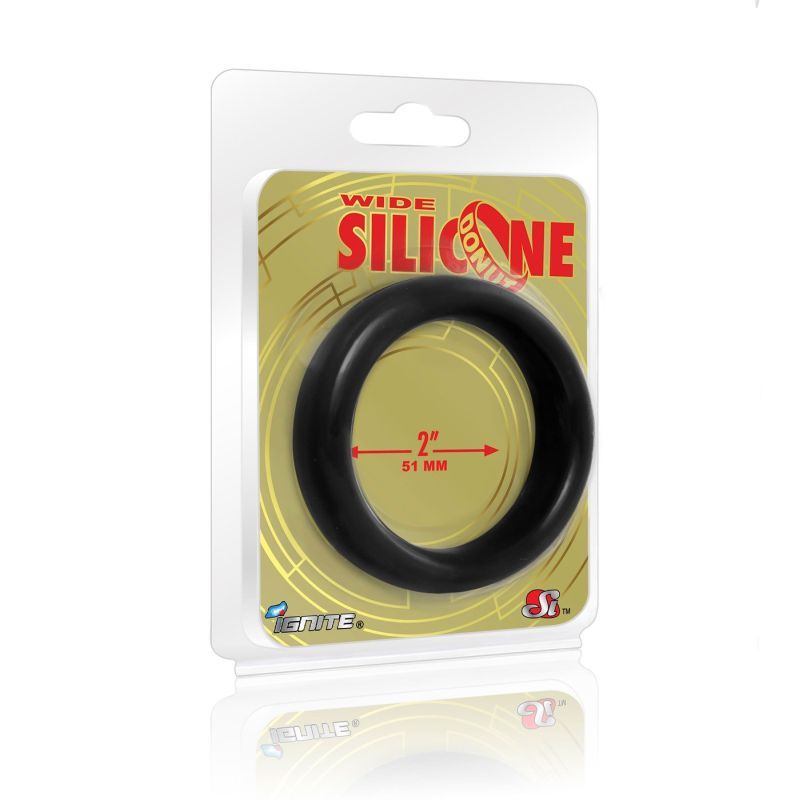 Wide Donut Black Cock Ring 51mm image 1