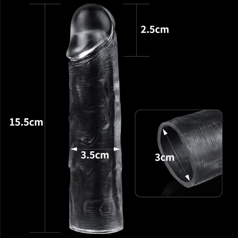 Clear Penis Extender Sleeve Plus 1in image 4