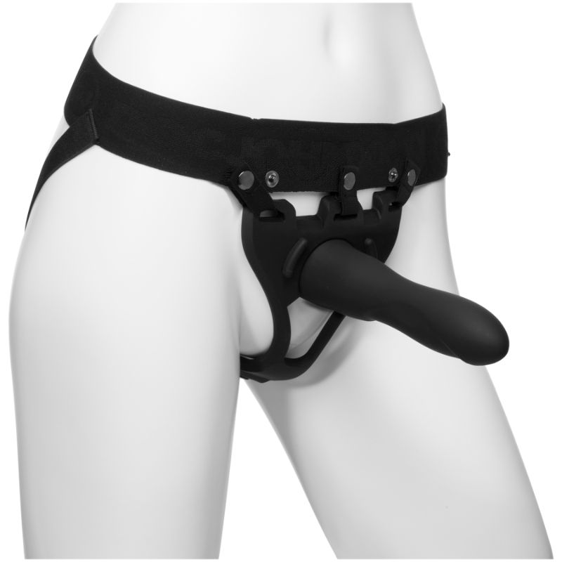 Be Strong 7.5in Slim Dong 2 Pc Hollow Silicone Strap-On Set image 1