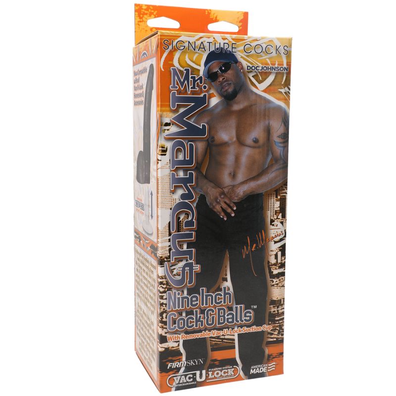 Mr. Marcus 9in Realistic Cock And Balls Black image 1