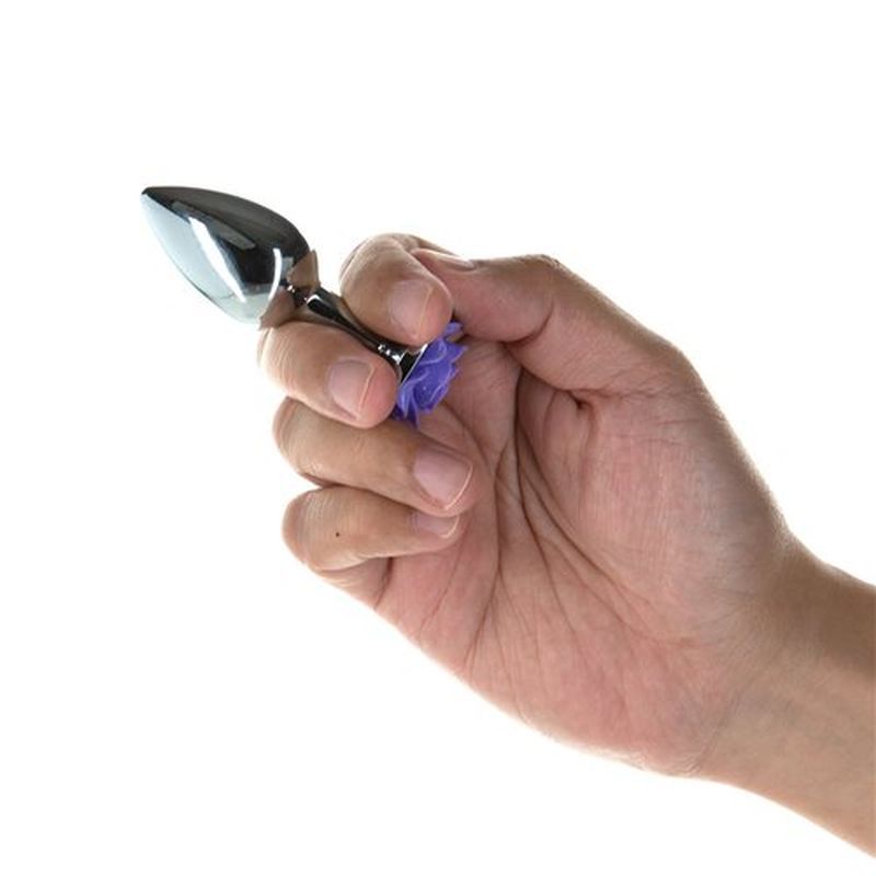 Purple Rose 3in Metal Butt Plug image 5