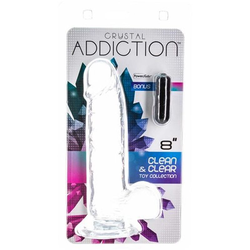Crystal Dildo w Balls 8in Clear image 1