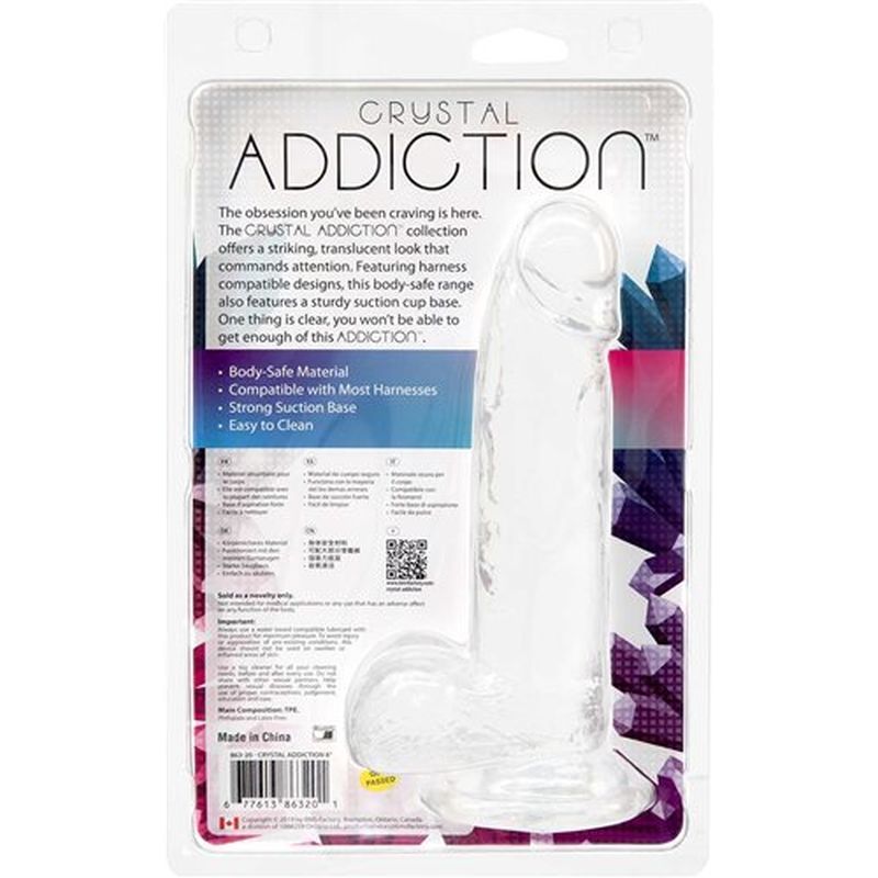 Crystal Dildo w Balls 8in Clear image 2