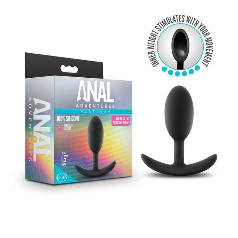 Anal Adventures Platinum Silicone Vibra Slim Plug Medium image 1
