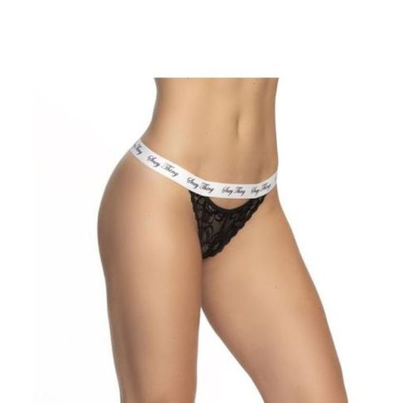 Lace Keyhole V Back Pantie Black image 1