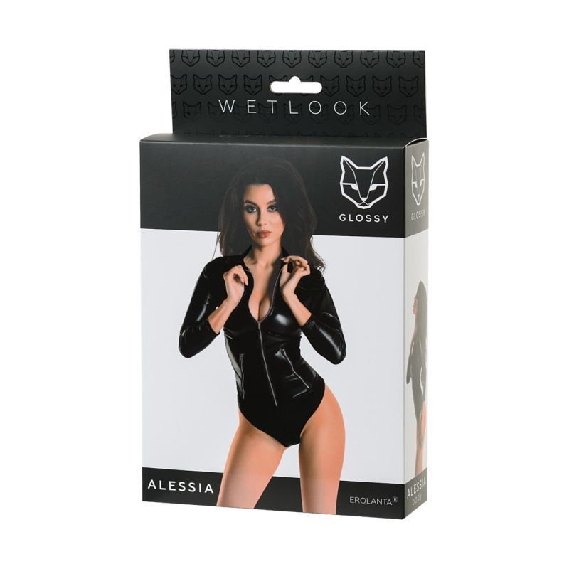 Glossy Wetlook Bodysuit w Zip Alessia image 2