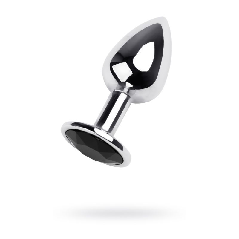 Silver Metal Anal Plug w Black Gem Small image 1