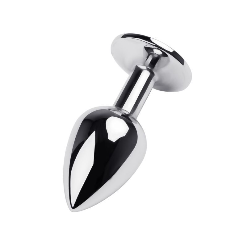 Silver Metal Anal Plug w Red Ruby Gem Small image 2