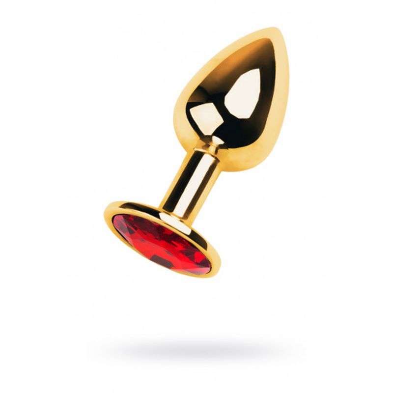 Gold Metal Anal Plug w Red Ruby Gem Small image 1