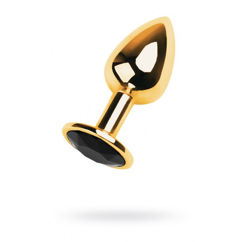 Gold Metal Anal Plug w Black Tourmaline Gem Small image 1