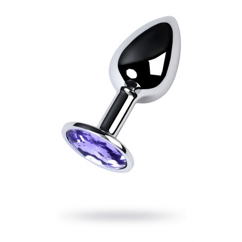 Silver Metal Anal Plug w Amethyst Crystal Small image 1