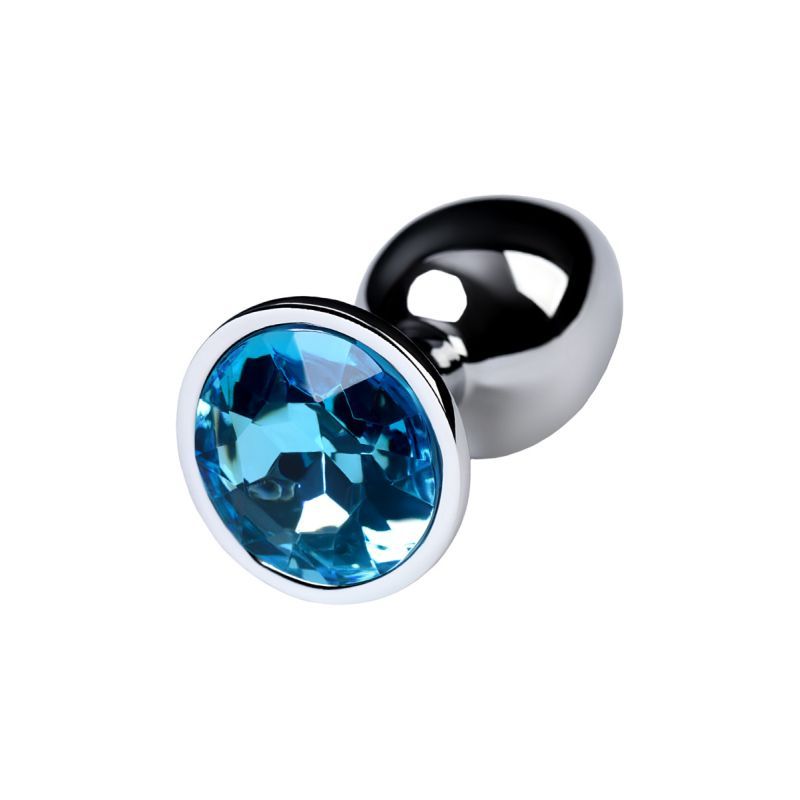 Silver Metal Anal Plug w Topaz Crystal Small image 2