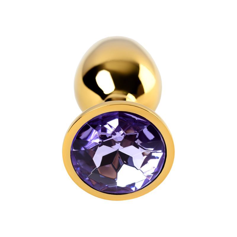 Gold Metal Anal Plug w Amethyst Crystal Small image 1
