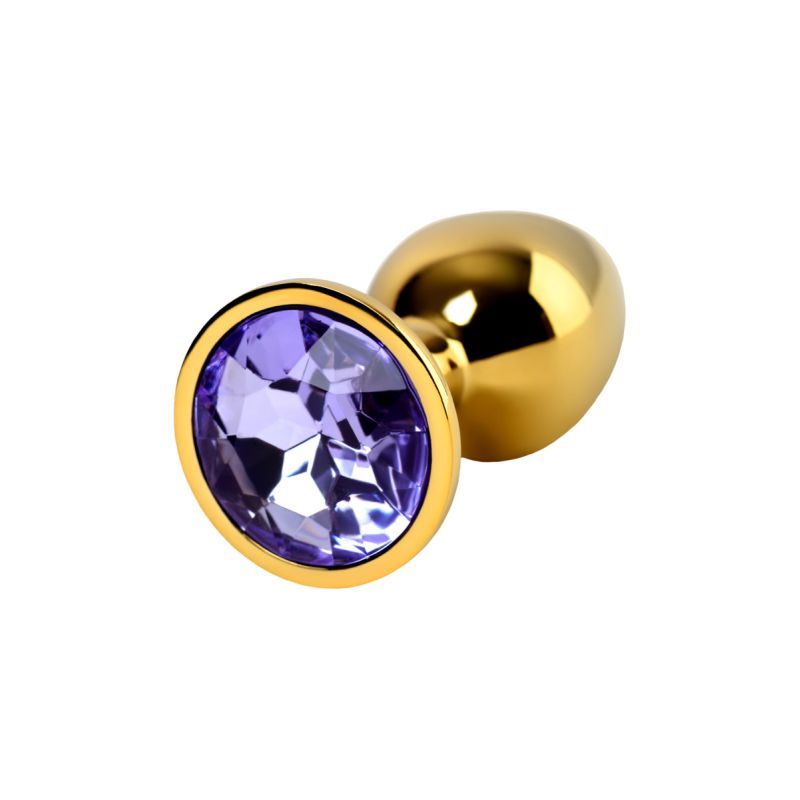 Gold Metal Anal Plug w Amethyst Crystal Small image 3