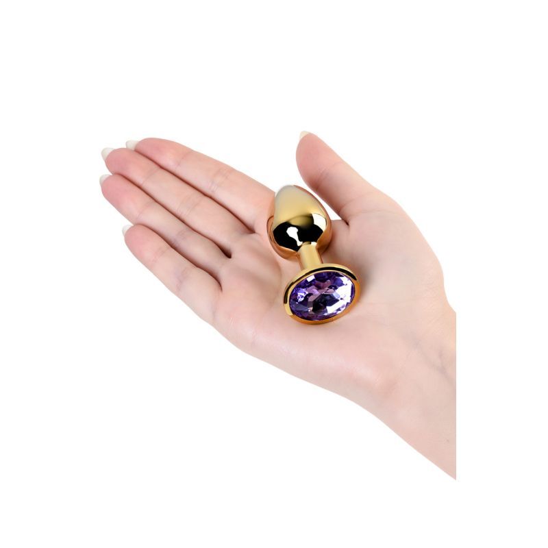 Gold Metal Anal Plug w Amethyst Crystal Small image 4