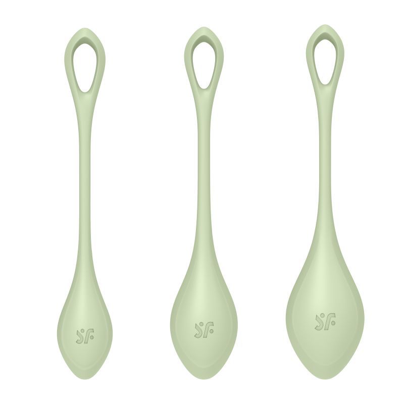 Satisfyer Yoni Power Balls 2 Green 3 Pc Set image 2