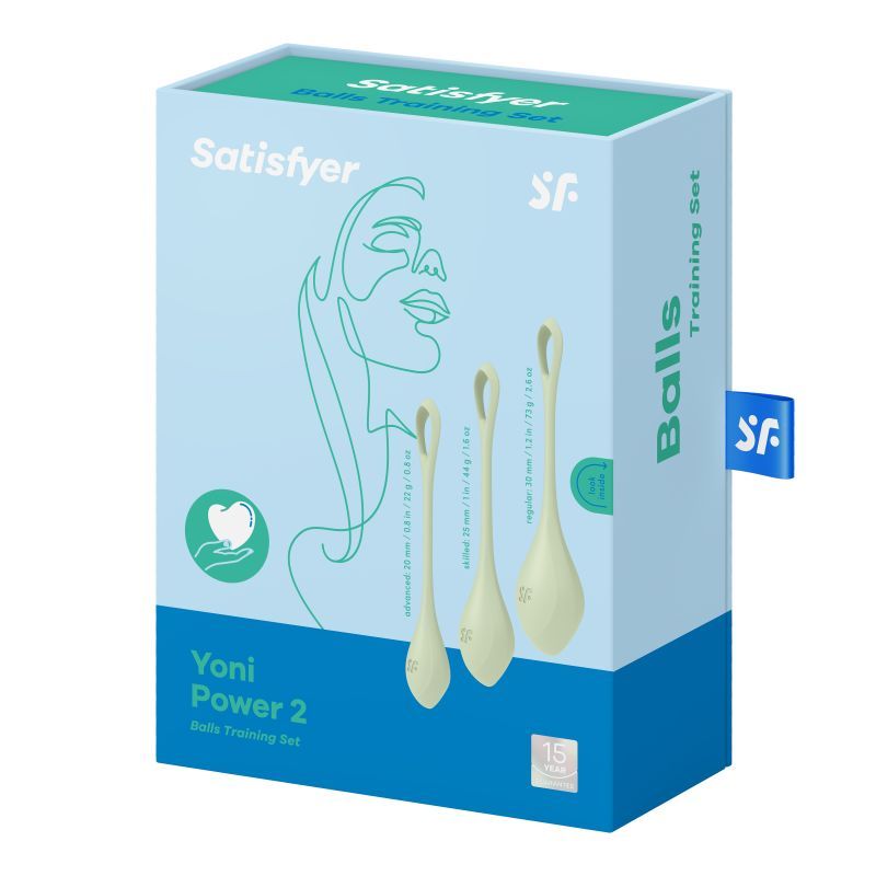 Satisfyer Yoni Power Balls 2 Green 3 Pc Set image 5